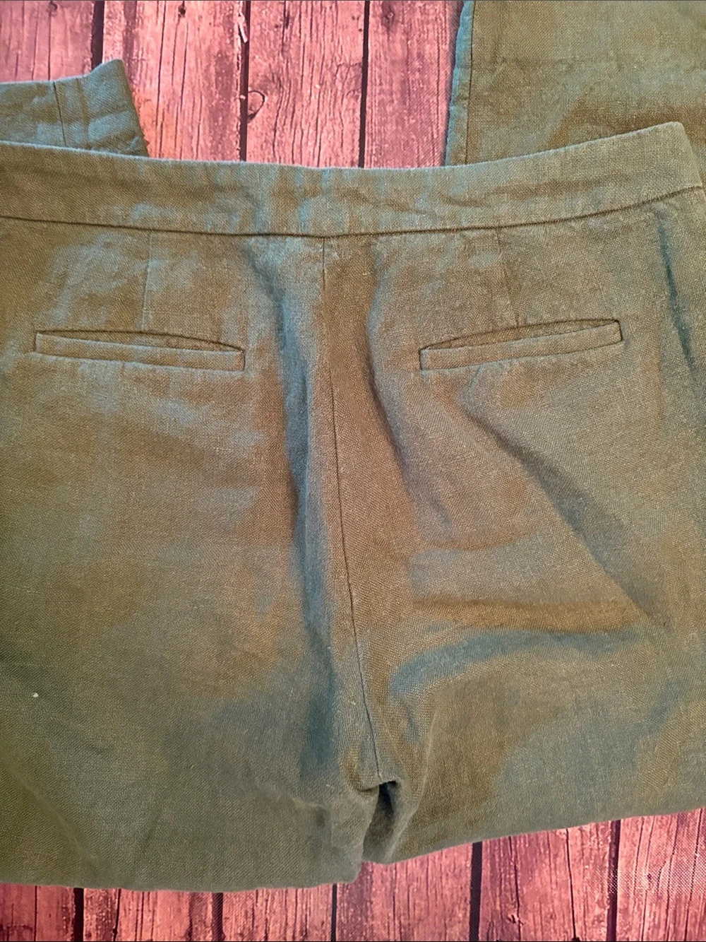 J. Crew 100% Linen Olive Green Dress Pants Sz 12